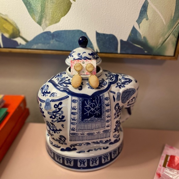 NWT Druzy Stone Earrings - Peach OR Burgundy OR Navy + Ivory Teardrop Studs - Picture 10 of 12